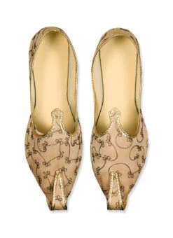 Beige Faux Leather Embroidered Mojri -C Bazaar Shop beige faux leather embroidered mojri mfwmrg311 b