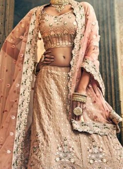 Beige Georgette A Line Lehenga Wedding Wear