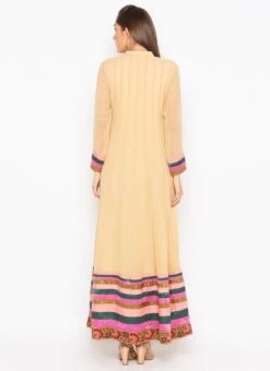 Beige Georgette Kurta Straight Pant Set Party Wear -C Bazaar Shop beige georgette kurta straight pant set krsmnkc2034 b