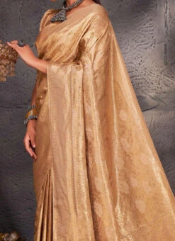 Beige Kanjivaram Silk Weaving Saree Festive Wear