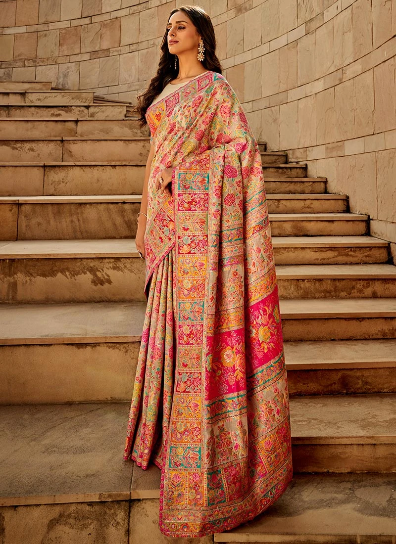 Beige Modal Satin Handloom Saree Festive Wear 3 Beige Modal Satin Handloom Saree Festive Wear - Image 3