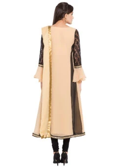 Beige N Black Embroidered Anarkali Suit Party Wear -C Bazaar Shop beige n black embroidered anarkali suit slmnc1878 b