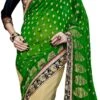 Beige N Green Net N Brocade Half N Half Saree Festive Wear