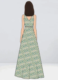 Beige N Sea Green Printed Floor Length Gown Party Wear
