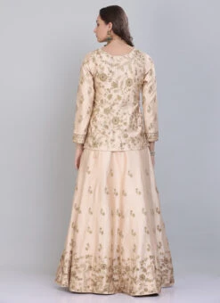 Beige Raw Silk Embroidered Long Choli Lehenga Wedding Wear 7 Beige Raw Silk Embroidered Long Choli Lehenga Wedding Wear -C Bazaar Shop beige raw silk embroidered long choli lehenga ghmcb2027 b