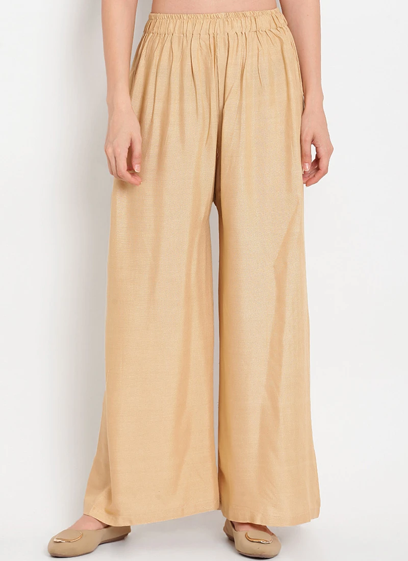 Beige Rayon Palazzo Pant Work Wear 3 Beige Rayon Palazzo Pant Work Wear - Image 3