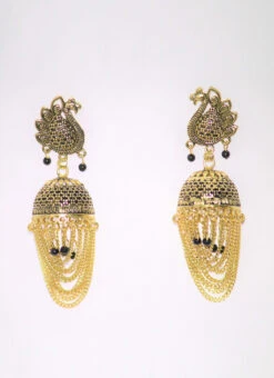 Black Alloy Jhumka Earrings Festive Wear -C Bazaar Shop black alloy jhumka earrings ermbmsa571 b