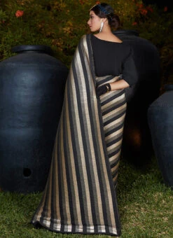 Imported Black Fabric Saree Party Wear 7 Imported Black Fabric Saree Party Wear -C Bazaar Shop black art silk saree sasom4505 b