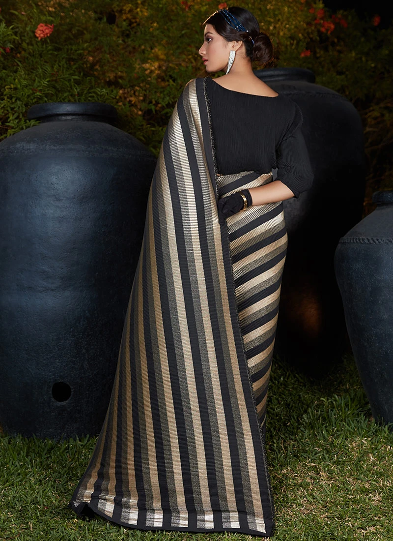 Imported Black Fabric Saree Party Wear 4 Imported Black Fabric Saree Party Wear - Image 4