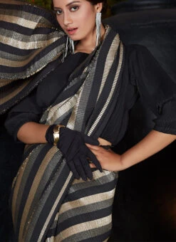 Imported Black Fabric Saree Party Wear