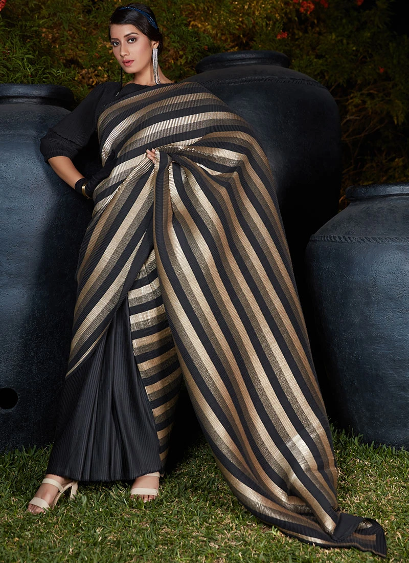 Imported Black Fabric Saree Party Wear 3 Imported Black Fabric Saree Party Wear - Image 3