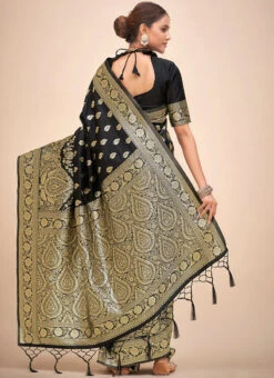 Black Art Silk Sari Festive Wear -C Bazaar Shop black art silk sari sasacw8606 b