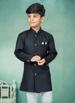Black Art Silk Solid Stitched Indowestern Sherwani Party Wear 5 Black Art Silk Solid Stitched Indowestern Sherwani Party Wear -C Bazaar Shop black art silk solid stitched indowestern sherwani kdbmsgrk570 b