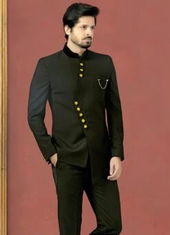 Black Bandhgala Suit -C Bazaar Shop black bandhgala suit sumdc3480 b