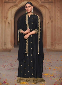 Black Benarasi Art Silk Embroidered Anarkali Suit Party Wear 6 Black Benarasi Art Silk Embroidered Anarkali Suit Party Wear -C Bazaar Shop black benarasi art silk embroidered anarkali suit slsaj255810030 u
