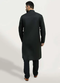 Black Blended Cotton Kurta Pyjama Festive Wear -C Bazaar Shop black blended cotton kurta pyjama kpdsal24ba b