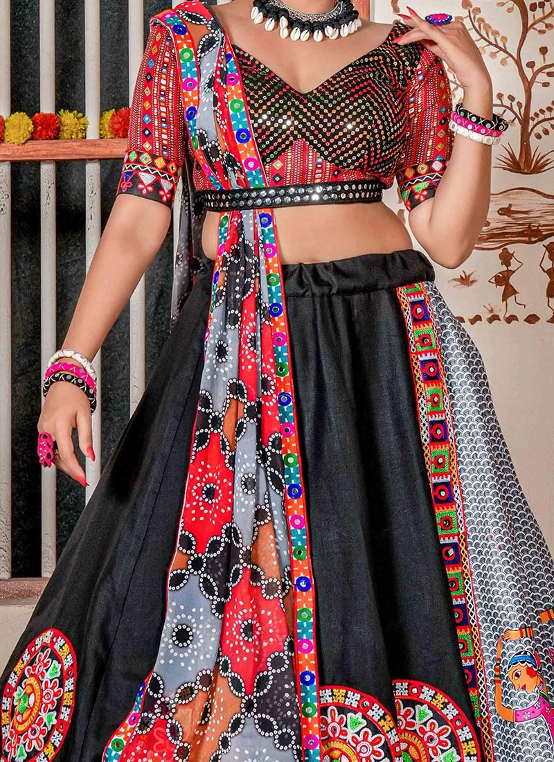 Black Blended Cotton Kutch Work Chaniya Choli Festive Wear 1 Black Blended Cotton Kutch Work Chaniya Choli Festive Wear