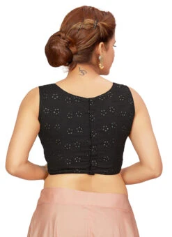 Black Blended Cotton Sequins Blouse After Six Wear -C Bazaar Shop black blended cotton sequins blouse blmff1825bk b