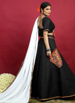 Black Blended Kutch N Mirror Work Chaniya Choli Festive Wear -C Bazaar Shop black blended kutch n mirror work chaniya choli ghsom2776 b