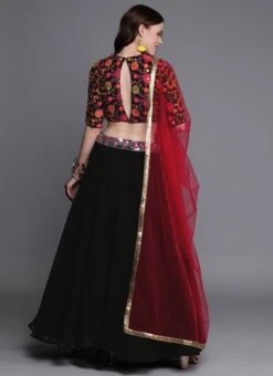 Black Closed Neck Lehenga Festive Wear -C Bazaar Shop black closed neck custom made lehenga GHBS01911786 b