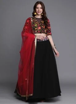 Black Closed Neck Lehenga Festive Wear -C Bazaar Shop black closed neck custom made lehenga GHBS01911786 u
