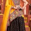 Black Cotton Embroidery With Mirror Work Chaniya Choli Festive Wear