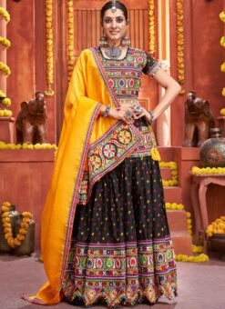 Black Cotton Embroidery With Mirror Work Chaniya Choli Festive Wear 6 Black Cotton Embroidery With Mirror Work Chaniya Choli Festive Wear -C Bazaar Shop black cotton embroidery with mirror work chaniya choli ghska46577010 u