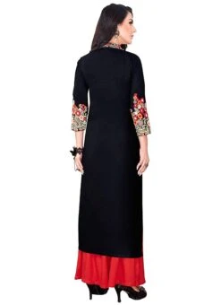 Black Cotton Kurta Palazzo Set After Six Wear -C Bazaar Shop black cotton kurta palazzo set krsdmf250 b