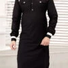 Black Cotton Pathani Set Festive Wear