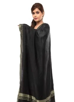 Black Cotton Slub Weaving Work Dupatta Work Wear -C Bazaar Shop black cotton slub weaving work dupatta dpdmimfd086 b