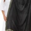 Black Cotton Slub Weaving Work Dupatta Work Wear