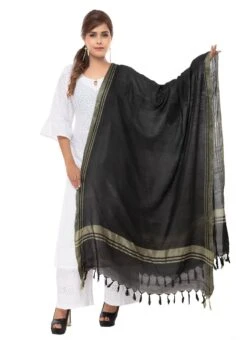 Black Cotton Slub Weaving Work Dupatta Work Wear -C Bazaar Shop black cotton slub weaving work dupatta dpdmimfd086 u