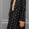 Black Dhupion Silk Foil Printed Boys Kurta Pyjama Party Wear