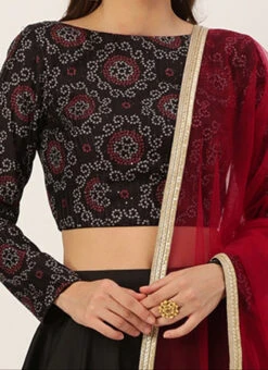 Black Digital Printed Blouse Festive Wear