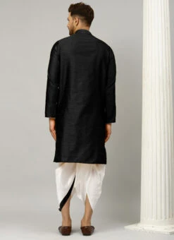 Black Dupion Silk Embroidery Kurta -C Bazaar Shop black dupion silk embroidery kurta kudmf7484ekovns b