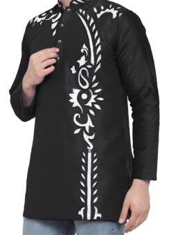Black Dupion Silk Kurta