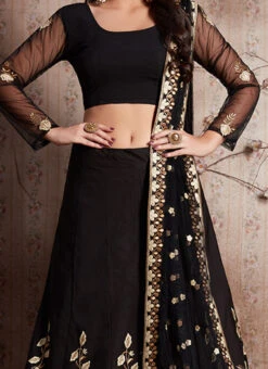 Black Embroidered A Line Lehenga Party Wear
