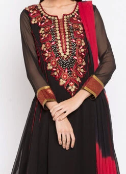 Black Embroidered Anarkali Suit Party Wear