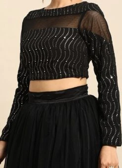 Black Embroidered Blouse Festive Wear