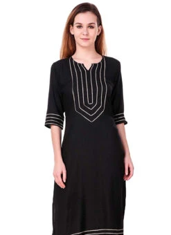 Black Kurta Palazzo Set After Six Wear -C Bazaar Shop black embroidered indo western suit iwsudmf178 b