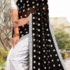 Black Faux Georgette Embroidered Half And Half Saree Party Wear
