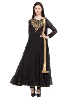 Black Georgette Ankle Length Anarkali Suit Party Wear -C Bazaar Shop black georgette ankle length anarkali suit slmnc1658 u