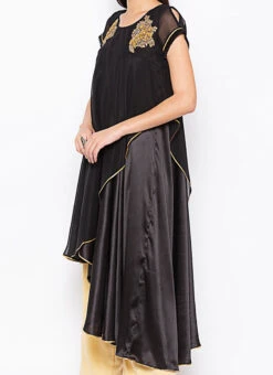 Black Georgette Embroidered Kurta Palazzo Set After Six Wear