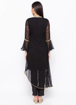 Black Georgette Embroidered Kurta Straight Pant Set After Six Wear -C Bazaar Shop black georgette embroidered kurta straight pant set krsmnc1988ks b