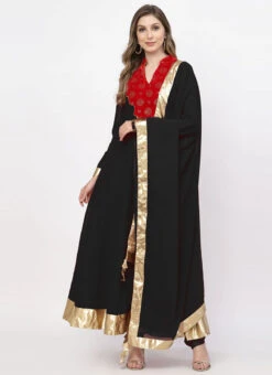 Black Georgette Patch Work Anarkali Suit Work Wear -C Bazaar Shop black georgette patch work anarkali suit sldmf7478bk u