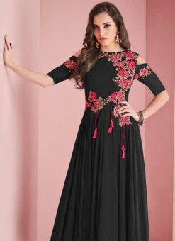 Black Georgette Salwar Set Work Wear -C Bazaar Shop black georgette salwar set krsdmfn755 b