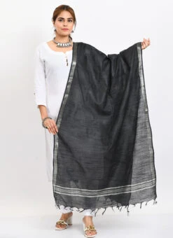 Black Linen Cotton Dupatta Work Wear -C Bazaar Shop black linen cotton dupatta dpdmimfd163 u
