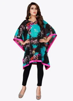 Black N Blue Georgette Kaftan After Six Wear 6 Black N Blue Georgette Kaftan After Six Wear -C Bazaar Shop black n blue georgette kaftan kfmnc004 u