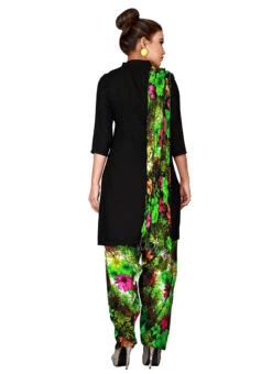 Black N Green Cotton Semi Patiala Pant After Six Wear -C Bazaar Shop black n green cotton semi patiala pant wbpat082 b