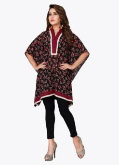 Black N Maroon Georgette Kaftan After Six Wear -C Bazaar Shop black n maroon georgette kaftan kfmnc006 u